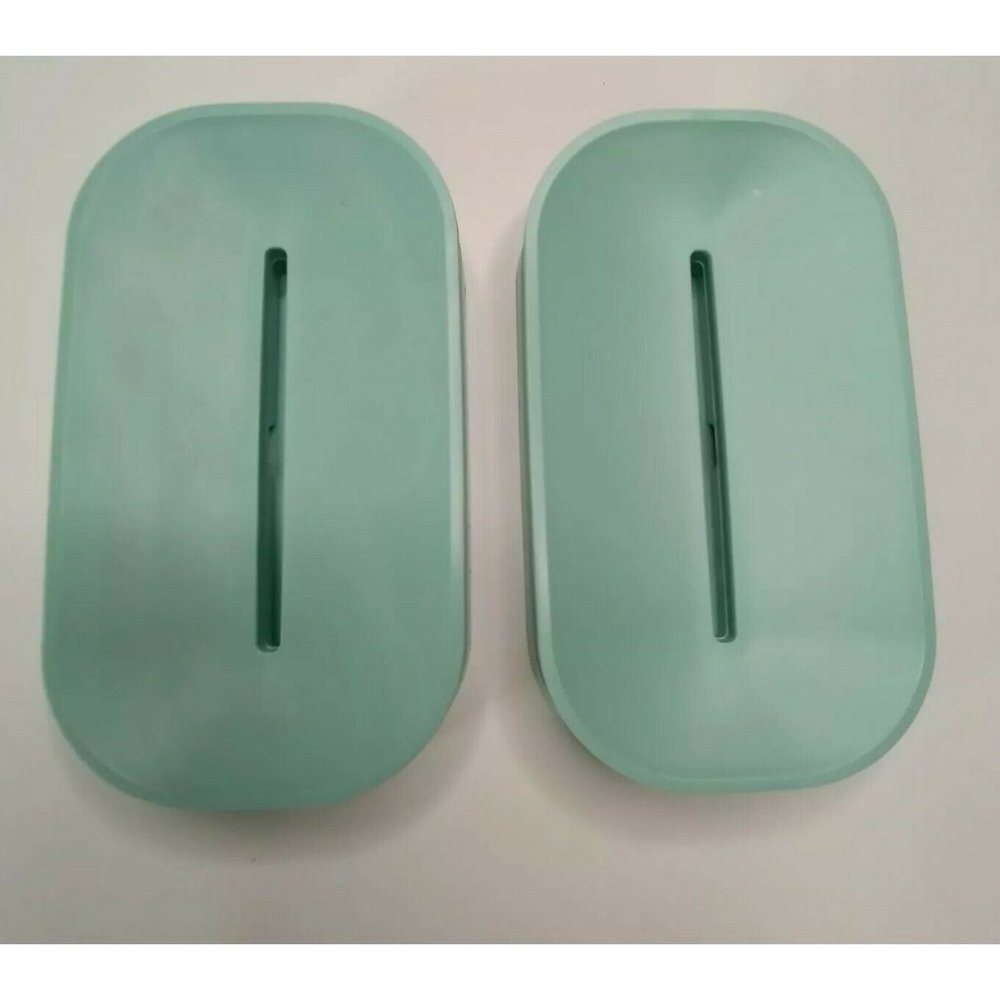 Pack of 2 Soap Dish With Drain For Bar Soap Holder  Blue/Green